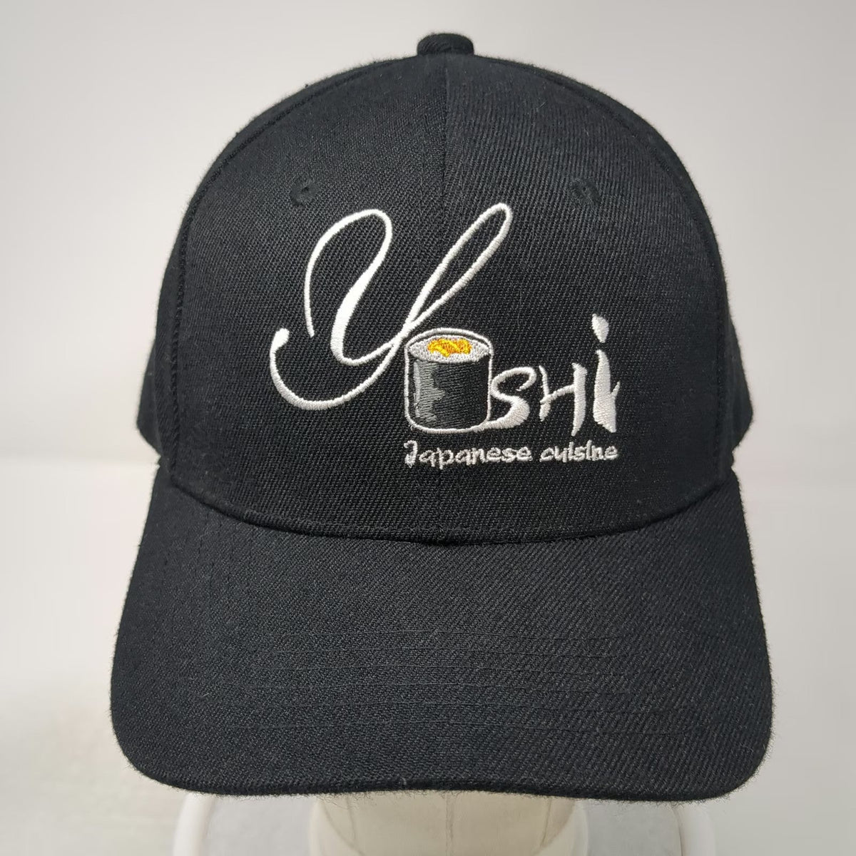 Yoshi Japanese Cuisine Sushi Black Baseball Cap One Size Slideback Graphic Hat