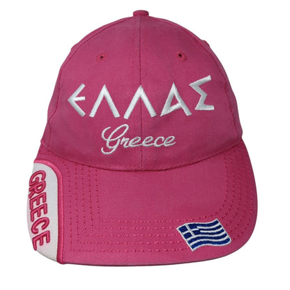 Greece Strapback Baseball Cap Pink One Size Adjustable Embroidered Patriotic