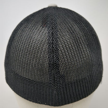 Port Authority Baseball Cap Gray M Fitted Flexfit Mesh Butte Fence Bison Logo