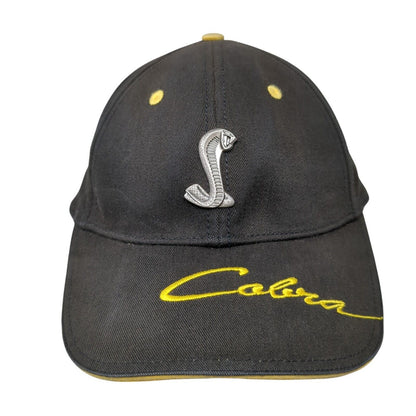 Cobra Strapback Hat Black OSFM Adjustable Embroidered Ford 6 Panel