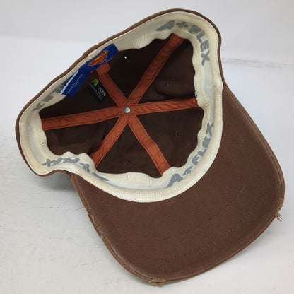 DC Comics Superman Baseball Cap Brown OSFM Orange Logo A-Flex Stretch Fitted Hat