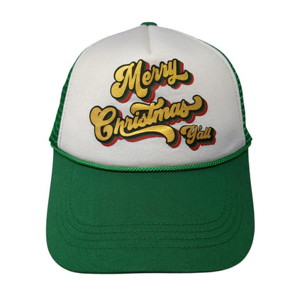 Merry Christmas Y’all Rope Trucker Hat Green One Size Mesh Back Outdoor
