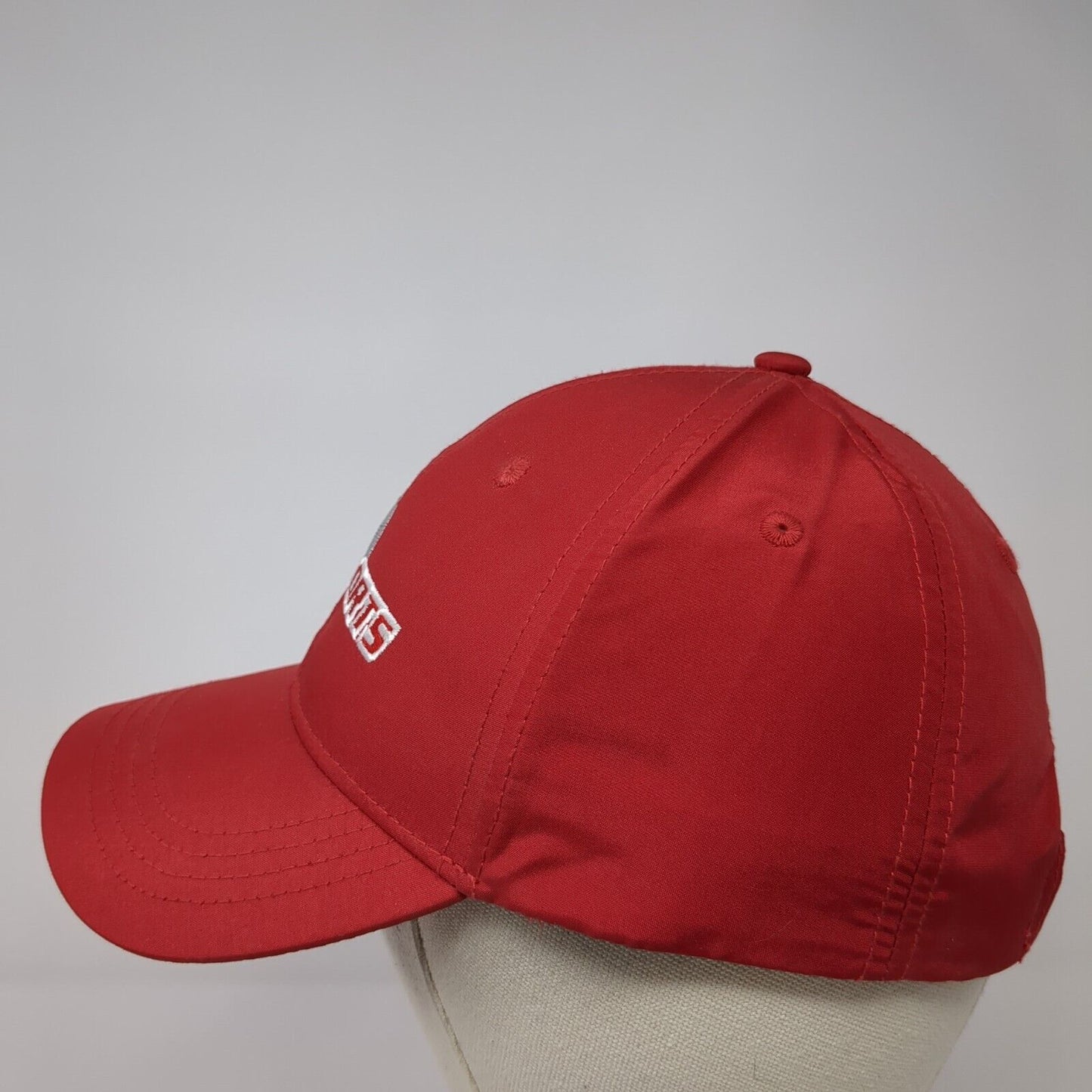 i9 Sports Strapback Hat Red One Size Adjustable Embroidered 6 Panel Polyester