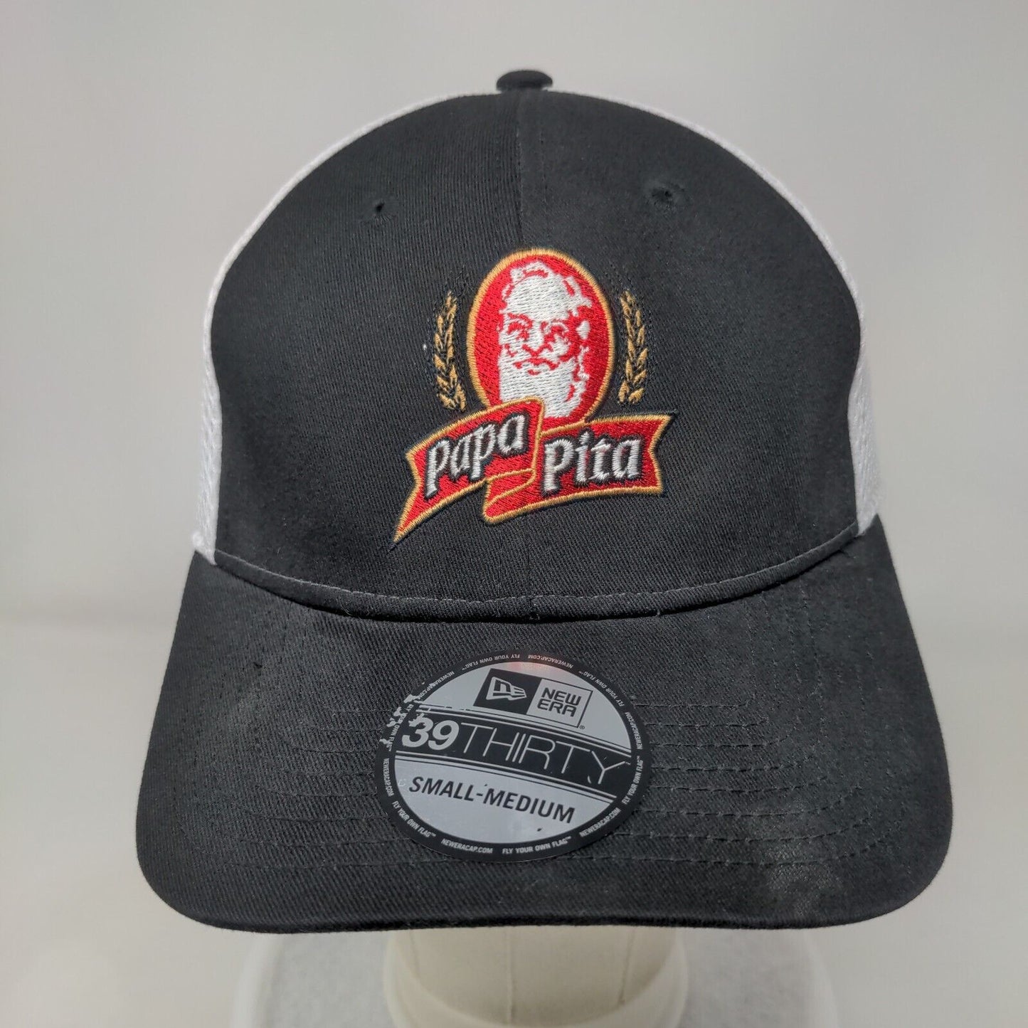 Papa Pita Fitted Mesh Back Hat Black S/M Embroidered New Era 39Thirty