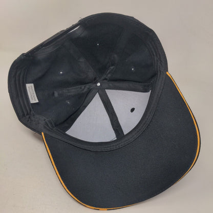 Continental Snapback Hat Black One Size Embroidered Striped Trim