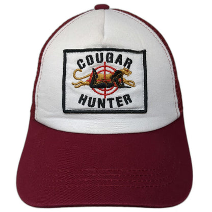 SPIRI! Trucker Hat Red White One Size Cougar Hunter Graphic Patch Mesh Snapback