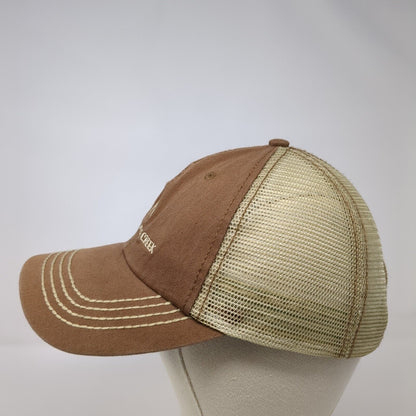 Race To Robie Creek Strapback Mesh Back Trucker Hat Brown OSFA Adjustable