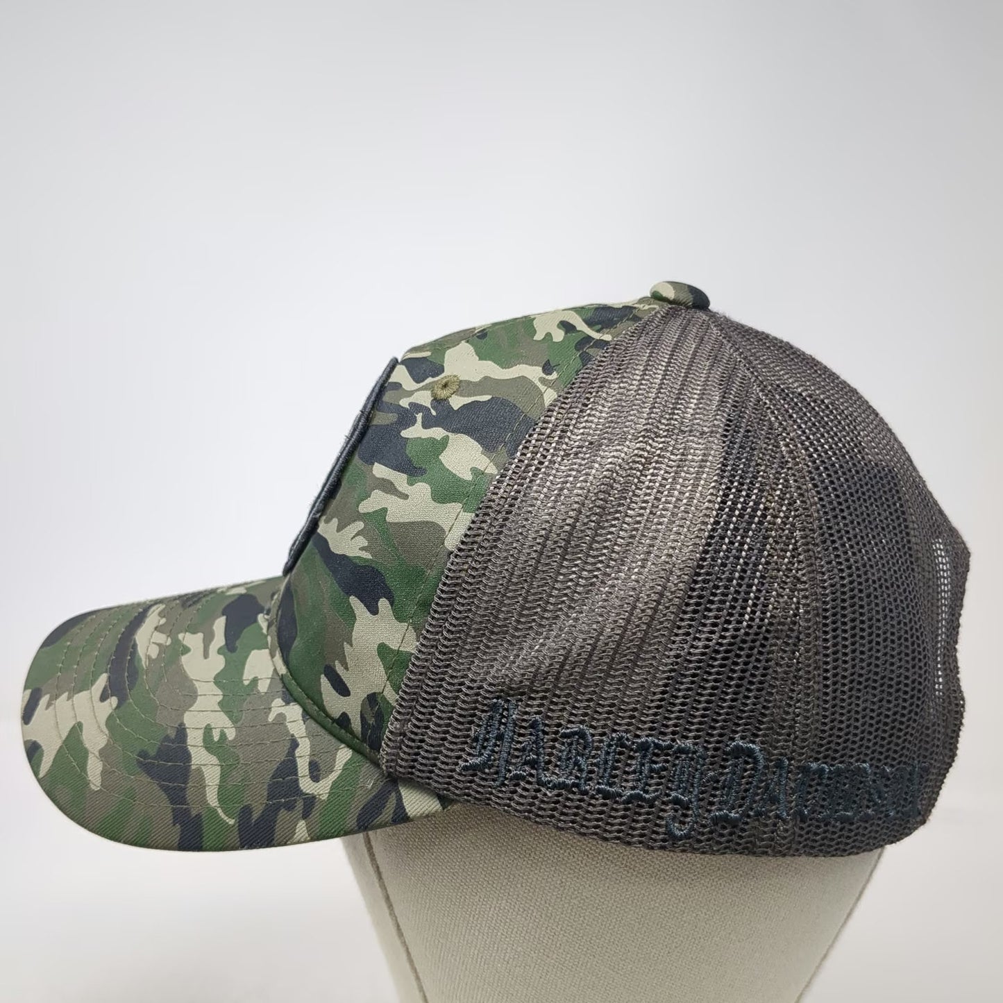 Harley-Davidson Trucker Hat Green Gray One Size Camo Mesh Snapback Embroidery