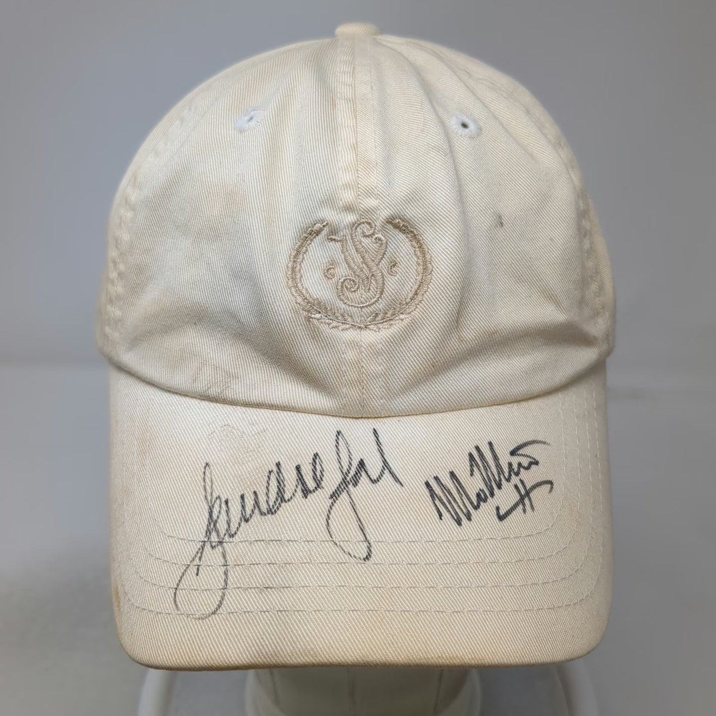 Imperial Baseball Cap Beige One Size Autographed Signed Cotton Crest Hat