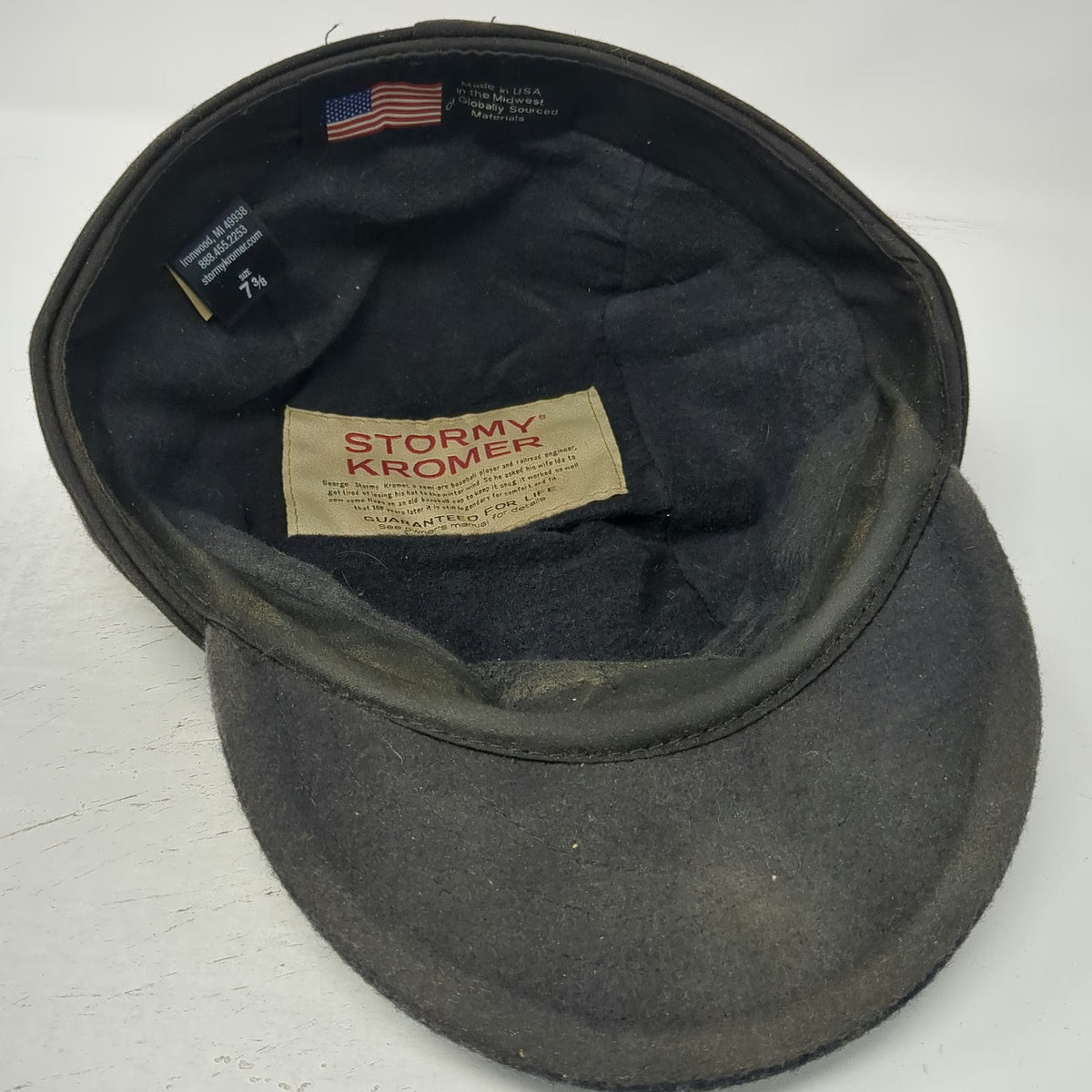 Stormy Kromer Baseball Cap Gray 7 3/8 Hat Plaid Wool Ear Flap Made USA Vintage