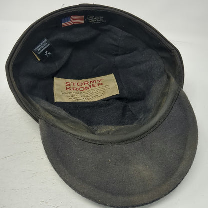 Stormy Kromer Baseball Cap Gray 7 3/8 Hat Plaid Wool Ear Flap Made USA Vintage
