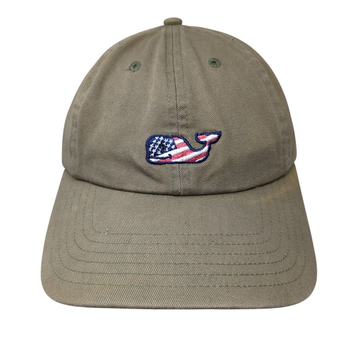 Vineyard Vines USA Flag Whale Slideback Hat Brown One Size Adjustable