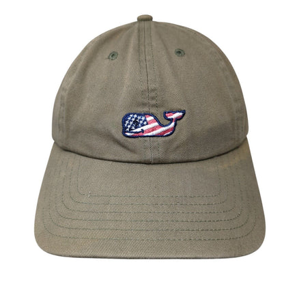 Vineyard Vines USA Flag Whale Slideback Hat Brown One Size Adjustable