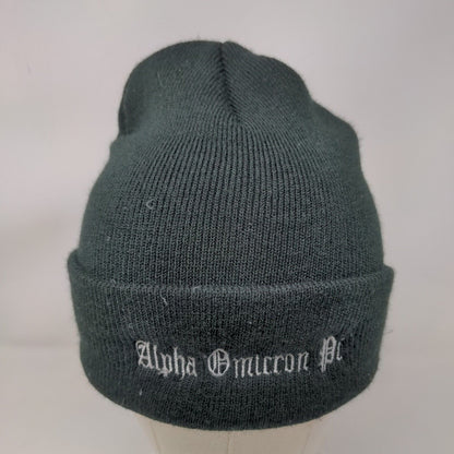 Alpha Omicron Phi Beanie Hat Black One Size Knitted Stretch Port & Company