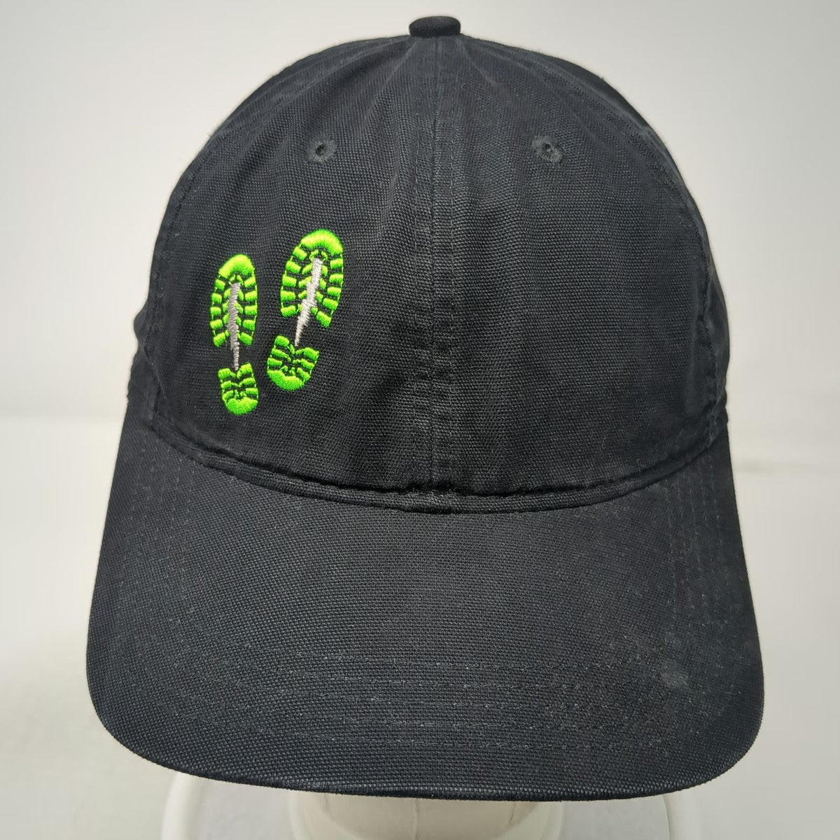 Carhartt Baseball Cap Black One Size Strapback Green Boot Prints Canvas Work Hat