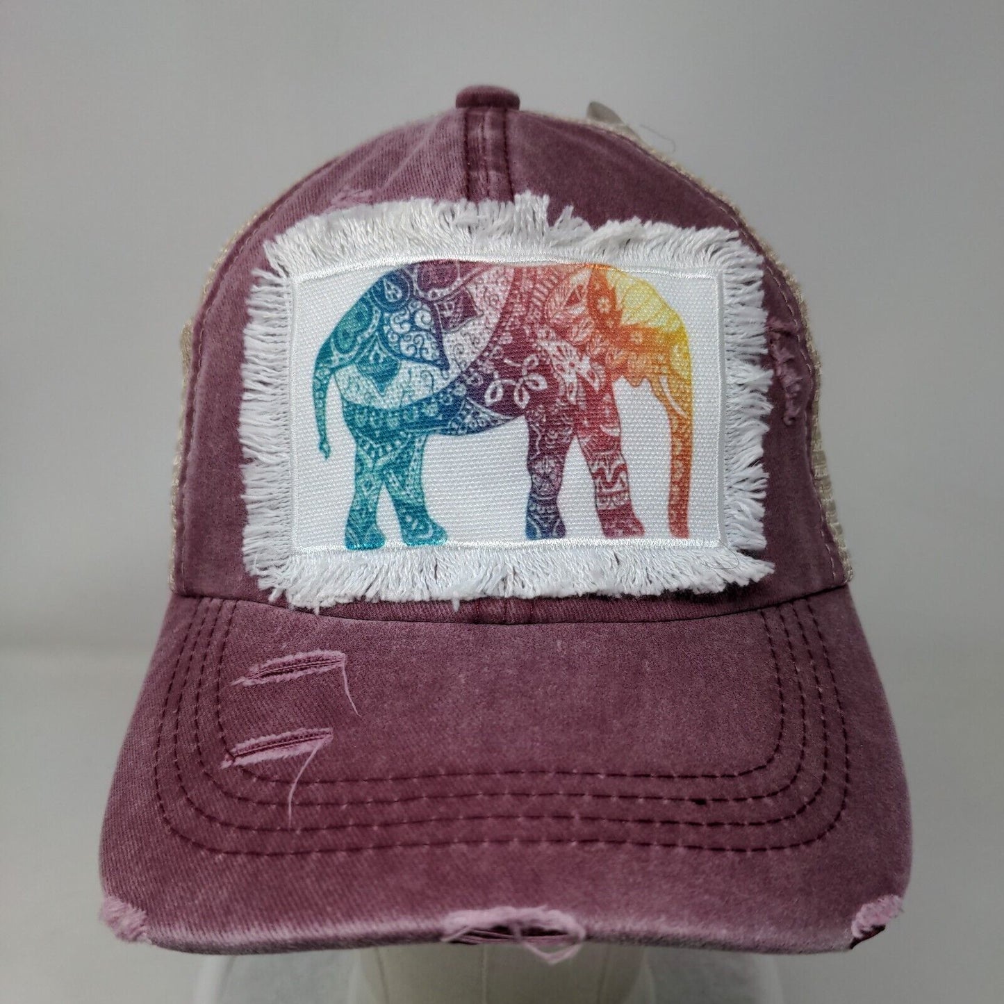 Elephant Paisley Strapback Trucker Hat Multicolor One Size Distressed Bethel