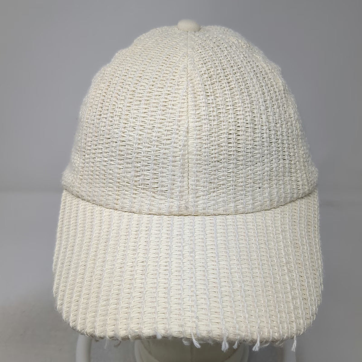 Sonoma Baseball Cap Beige One Size Slideback Woven Straw Frayed Brim Hat Blank