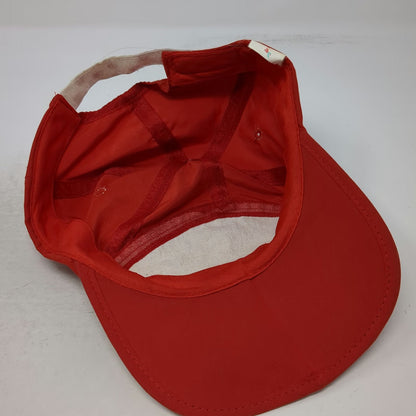 Champion Baseball Cap Red One Size Polka Dot Strapback Polyester Hat Logo Oval