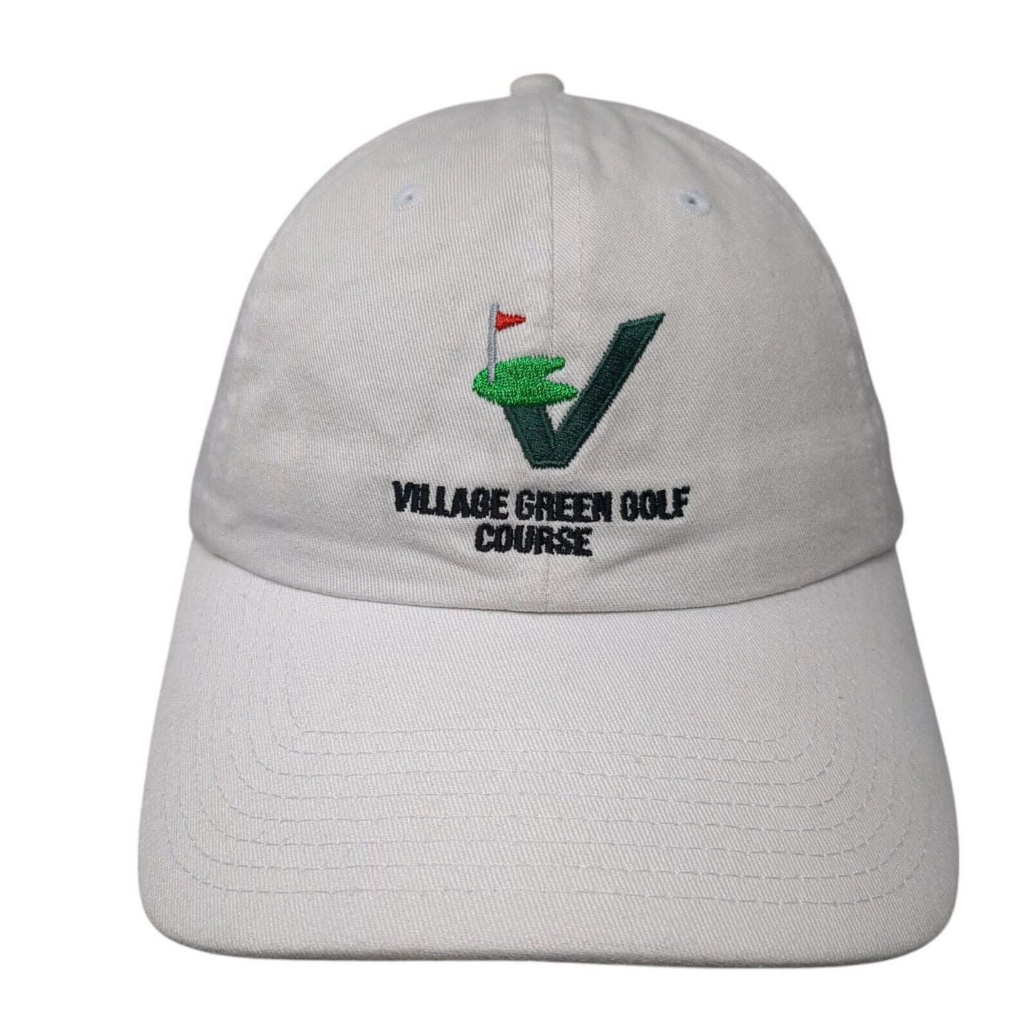 Village Green Golf Course Slideback Hat White One Size Adjustable Fahrenheit