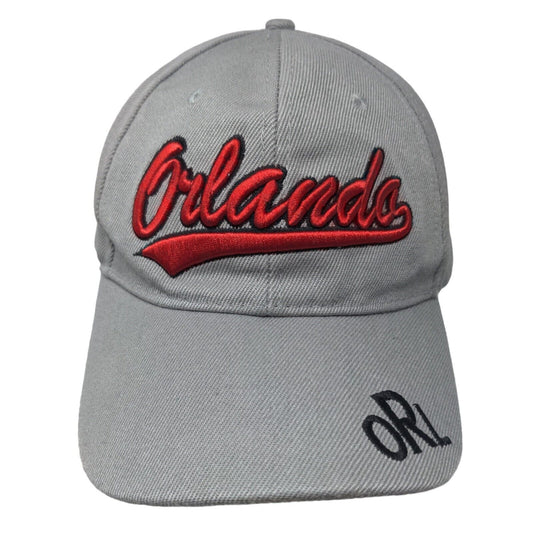 Orlando Strapback Hat Gray OSFA Adjustable Embroidered Vented Holes 6 Panel