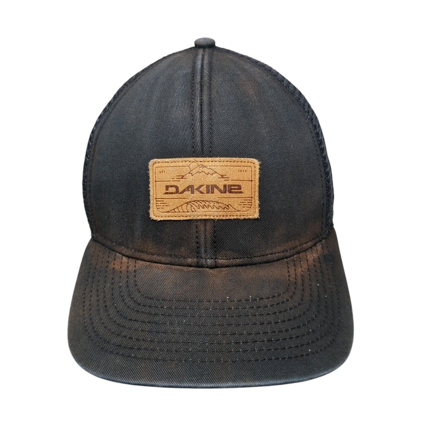 Dakine Leather Patch Snapback Trucker Hat Black OSFA Mesh Back Solid