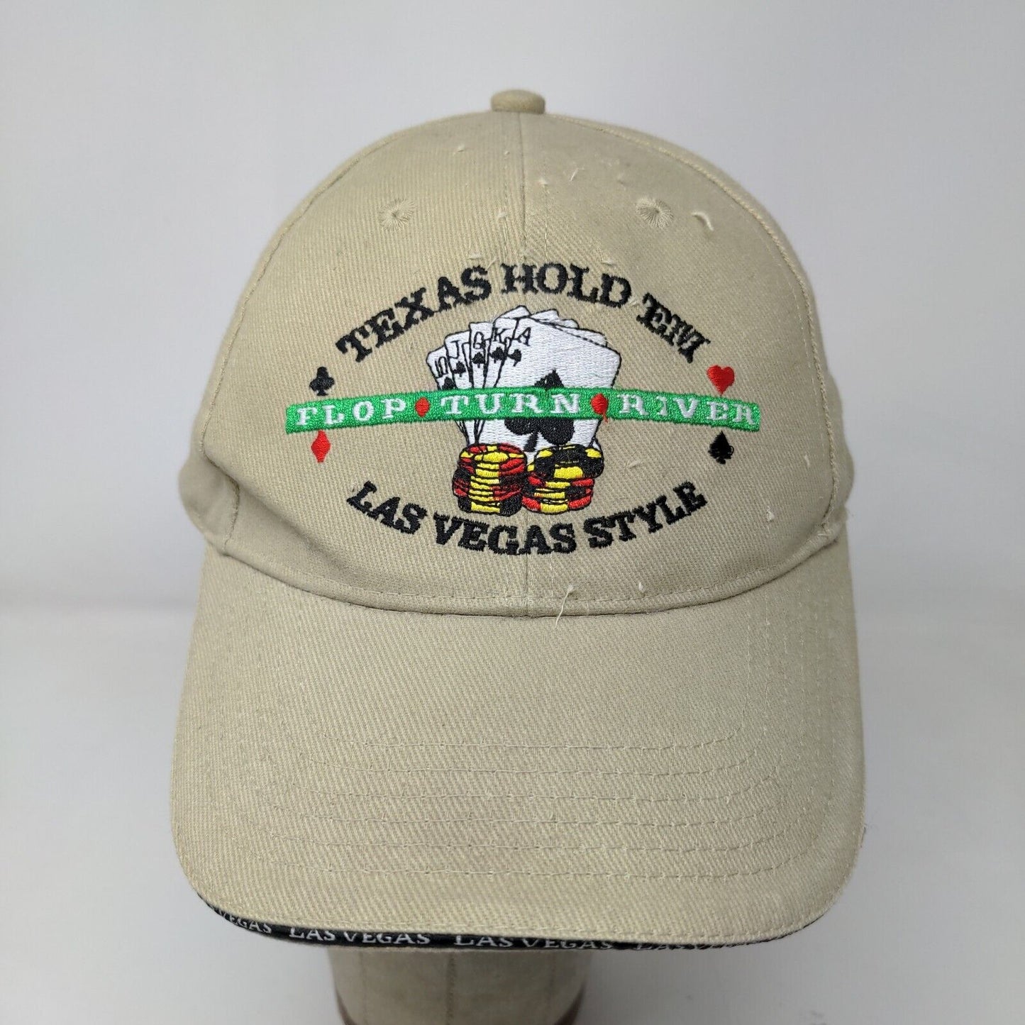 Surfware Men's Strapback Hat Tan OSFA Embroidered Texas Hold'em Las Vegas