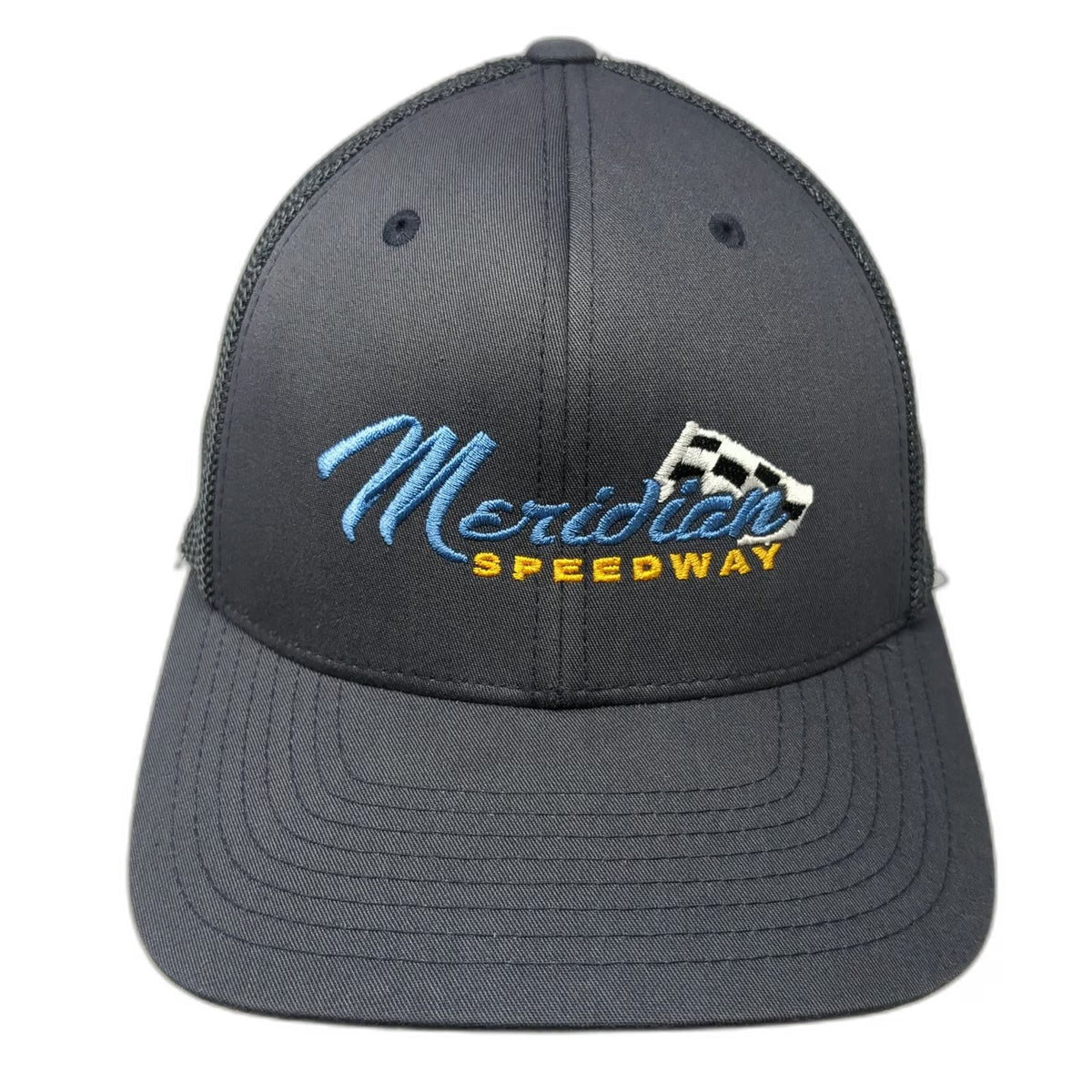 Port Authority Baseball Cap Gray M Meridian Speedway Racing Mesh Fitted hat