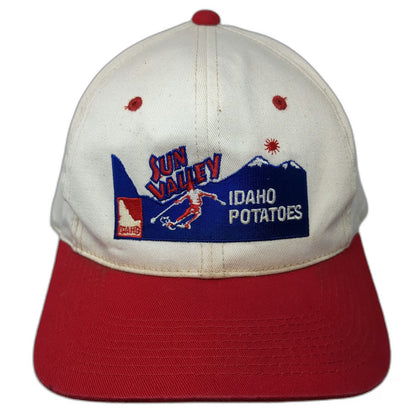 Headliner Snapback Hat White Red OSFM Sun Valley Idaho Potatoes Skier Mountain