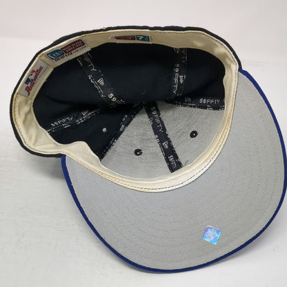 New Era Cap Black Blue 7 3/8 Mets World Series Side Patch Wool Hat Vintage 2000