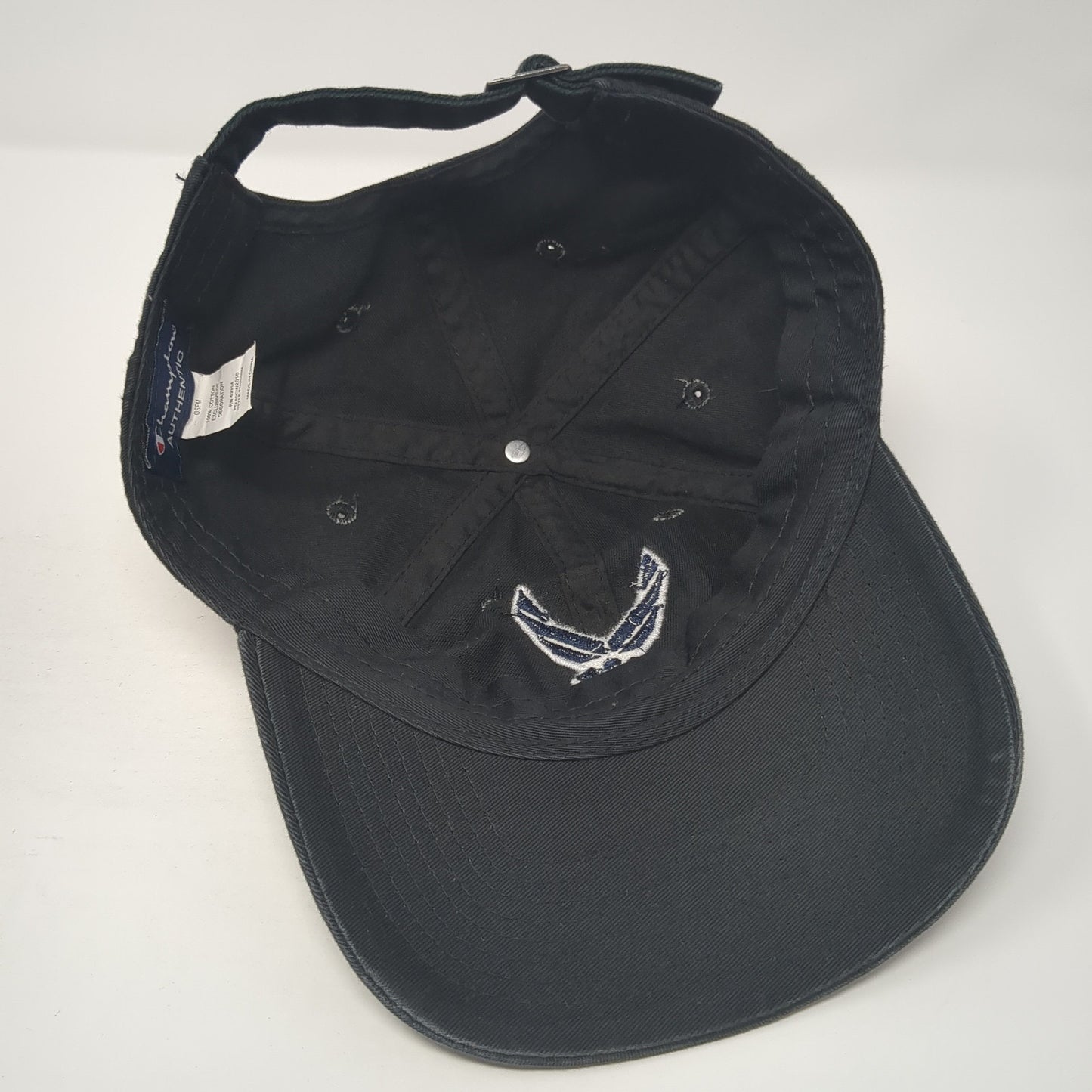 US Air Force Slideback Hat Black One Size Adjustable Embroidered Champion