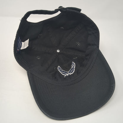 US Air Force Slideback Hat Black One Size Adjustable Embroidered Champion