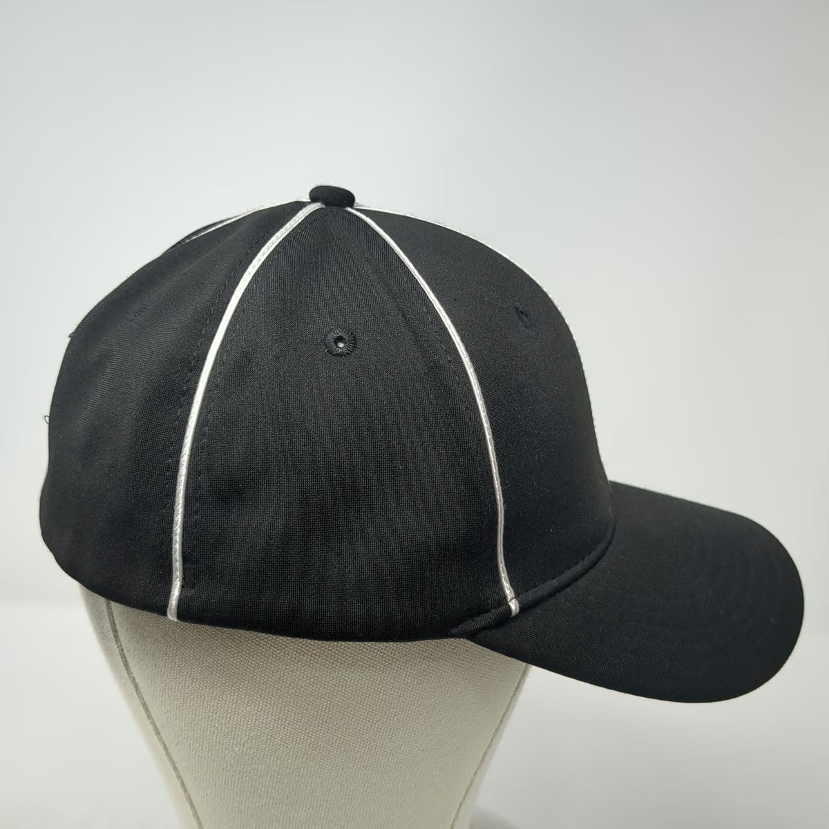 Smitty Baseball Cap Black M Flexfit White Seam Piping Fitted Umpire Sport Hat