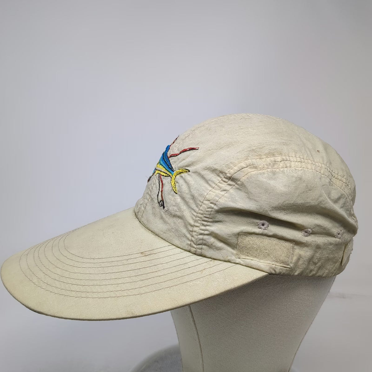O'Keefe's Reef Baseball Cap Beige One Size Mahi Mahi Fishing Rods Strapback Hat
