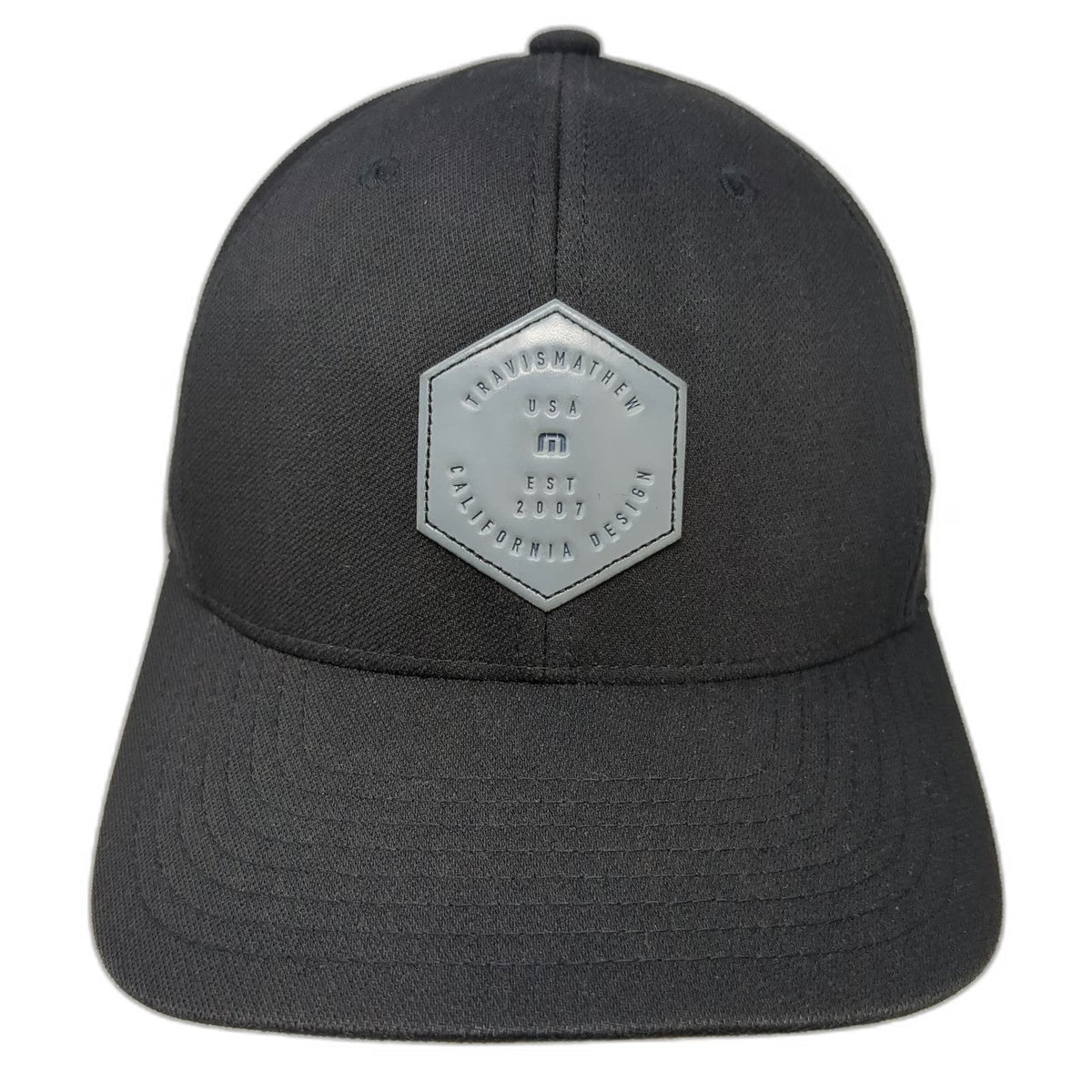 TravisMathew Baseball Cap Black XL Flexfit Rubber Patch California Design Hat