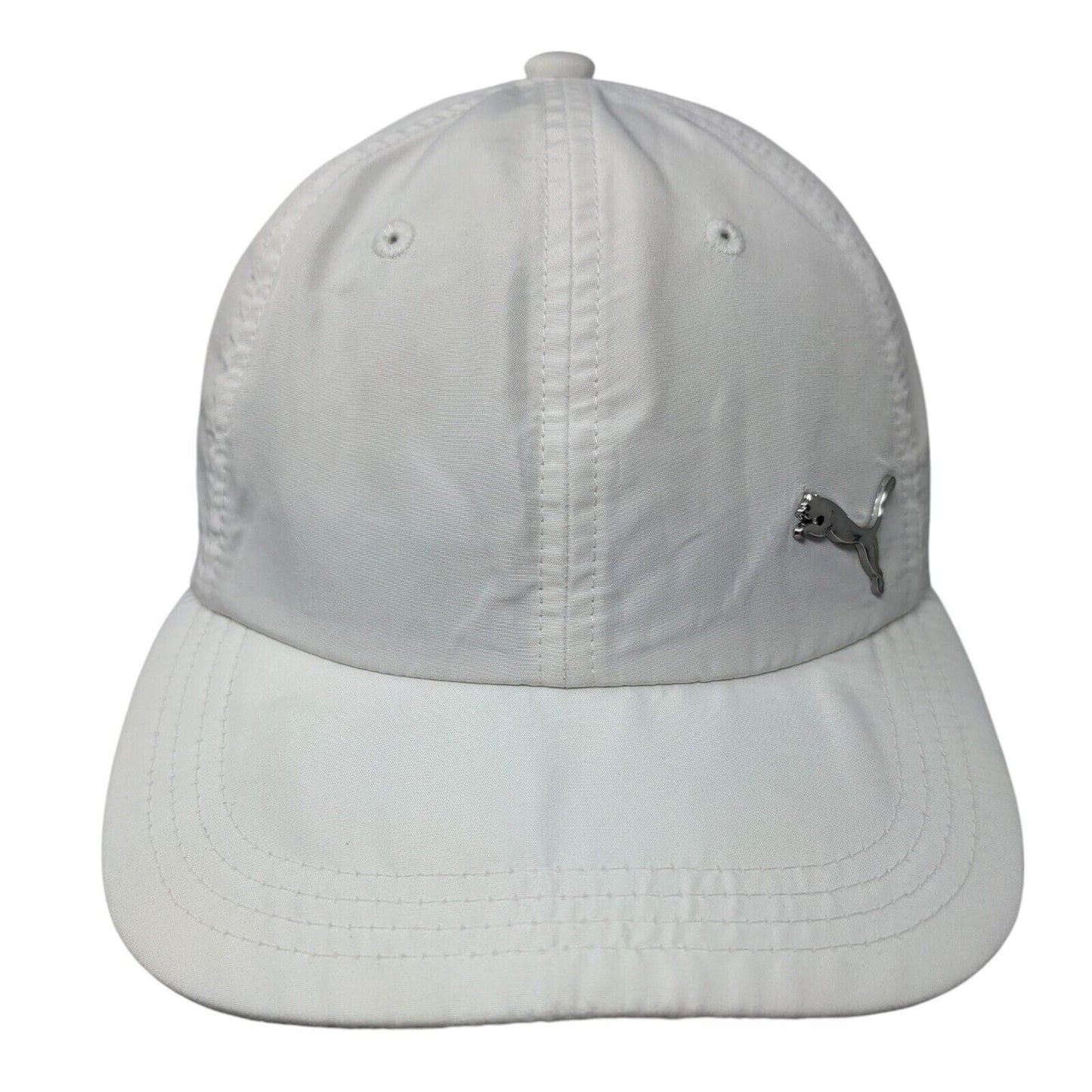 PUMA Slideback Hat White OSFA Adjustable Solid 6 Panel Vent Holes