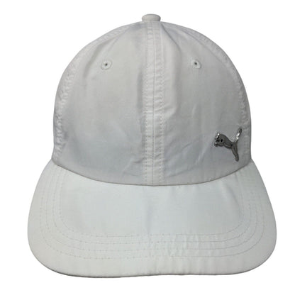 PUMA Slideback Hat White OSFA Adjustable Solid 6 Panel Vent Holes