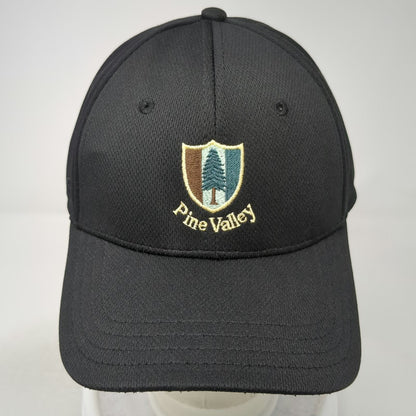 Pine Valley Baseball Cap Black XL Mesh Fitted Pine Tree Logo Hat Embroidered
