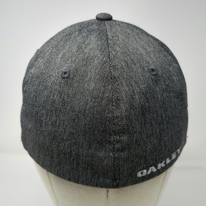 Oakley Baseball Cap Gray M Metal Logo Flexfit Heathered Fitted Hat Stretch