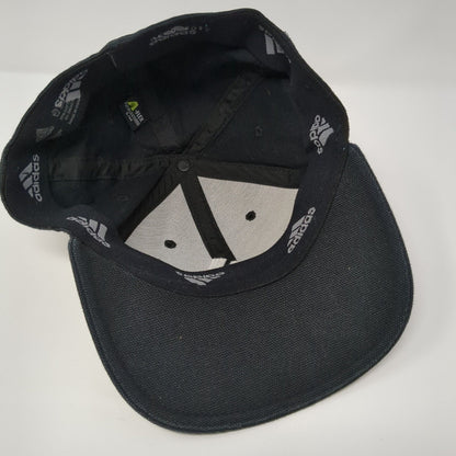 Adidas 3 Stripes Fitted Hat Black S/M Embroidered A-Flex 6 Panel