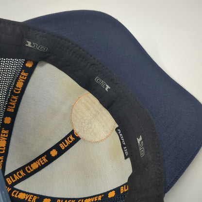 Black Clover Trucker Hat Blue One Size Live Lucky Mesh Snapback Mountains Patch