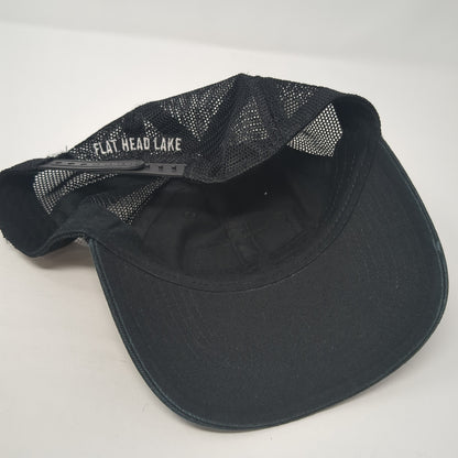 Spartan Flat Head Lake Montana Trucker Hat Black One Size Adjustable Mesh Back
