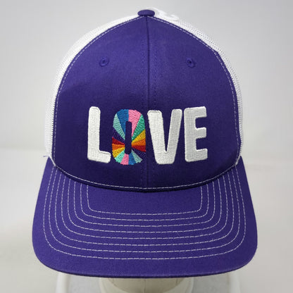 Richardson Trucker Hat Purple White One Size Rainbow Love Barefoot Logo Mesh
