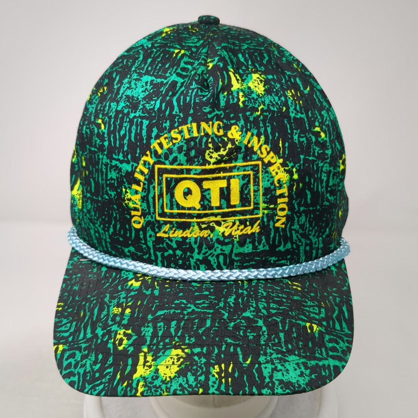 Winner 5 Panel Hat Green Black Yellow Blue Vintage Rope Brim QTI Lindon Utah