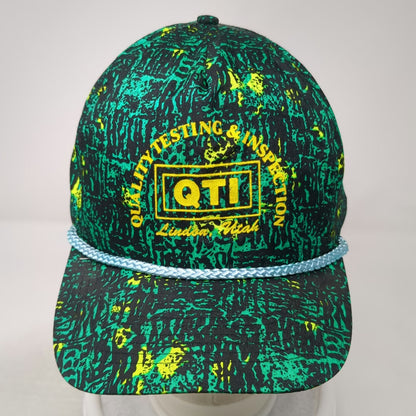 Winner 5 Panel Hat Green Black Yellow Blue Vintage Rope Brim QTI Lindon Utah