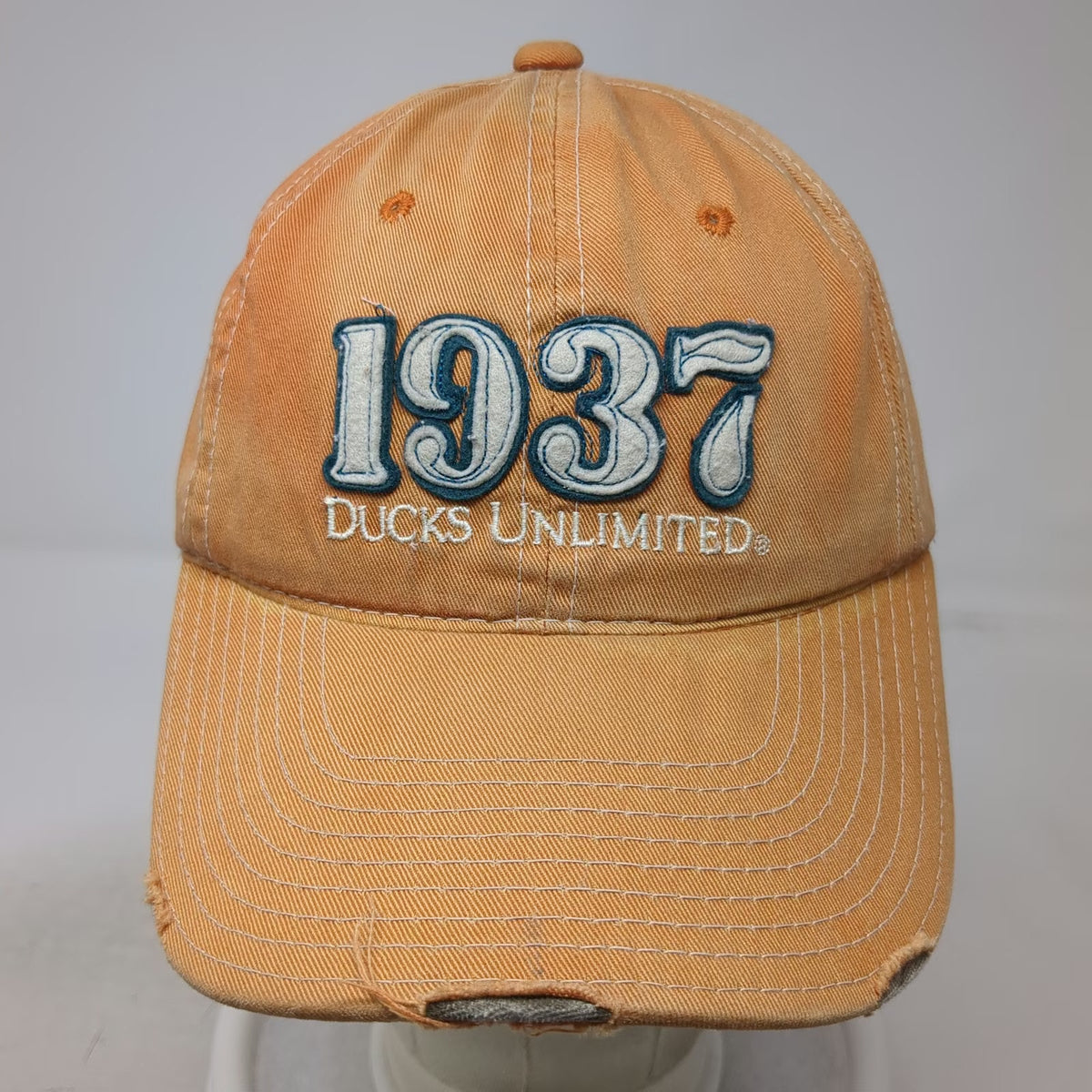 Ducks Unlimited Baseball Cap Orange One Size Slideback 1937 Duck Embroidery Hat