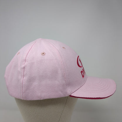DYNON Strapback Hat Pink One Size Adjustable Embroidered 6 Panel Cotton