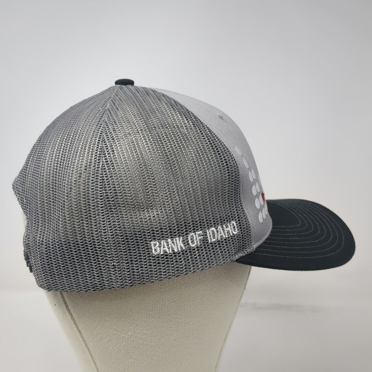 Richardson Trucker Hat Gray One Size Mesh Back Snapback Bank of Idaho Heart Logo