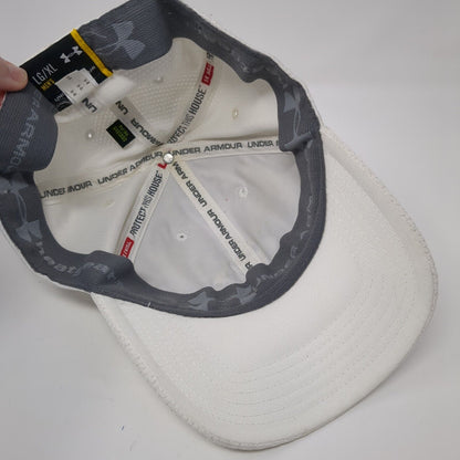 Under Armour Fitted Hat White L/XL Lightweight Embroidered Vented Holes 6 Panel