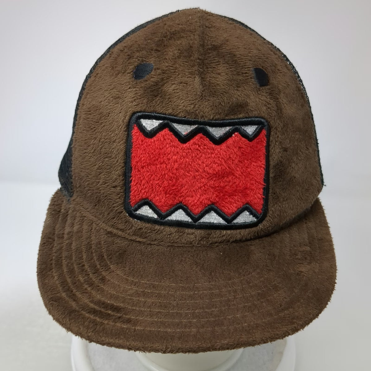 Domo Trucker Brown One Size Fuzzy Mesh Snapback Character Face Mascot Logo Hat