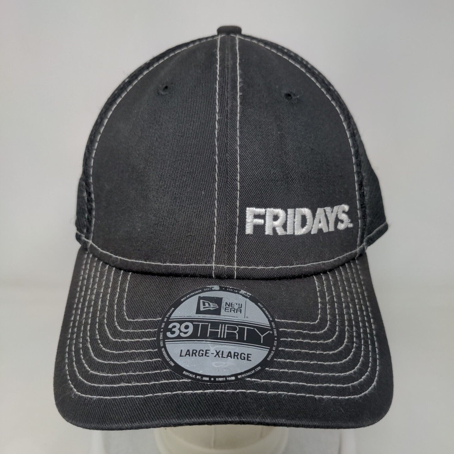 Fridays Fitted Mesh Back Hat Black L/XL Embroidered New Era 39Thirty